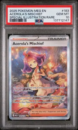 2025 Pokemon Meg En-Mega Evolution #183 Acerola'S Mischief PSA 10 - Image 1