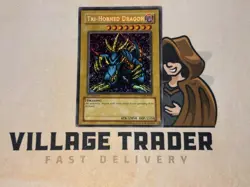 Tri Horned Dragon LOB-E000 Secret Rare 1st Edition Yu-Gi-Oh! NM - Image 1