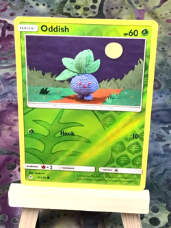 Oddish 6/214 Reverse Holo Cute Full Moon Asako Ito Crocheted Art Pokemon Card - Image 1