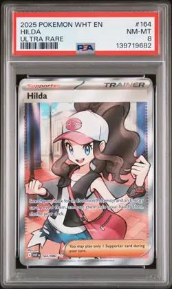 PSA 8 HILDA 164/086 WHT EN-WHITE FLARE ULTRA RARE POKEMON - Image 2
