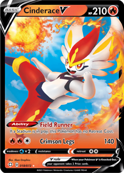 Pokemon TCG Cinderace V 018/072 - Ultra Rare - Shining Fates NM/M - Image 1
