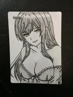 Magic MTG Altered Swamp / Land Card | Original Hand Drawn Anime Girl - Image 1