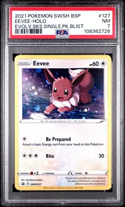 Eevee SWSH127 SWSH: Sword & Shield Promo Cards Holo PSA 7 - Image 1