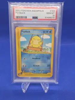 2003 Pokemon Aquapolis E-Reader Psyduck 104/147 Regular Common PSA 10 LOW POP - Image 1