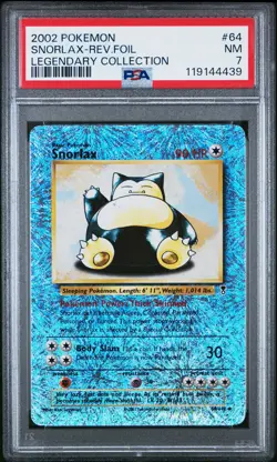 2002 POKEMON LEGENDARY COLLECTION #64 SNORLAX-REVERSE FOIL PSA 7 - Image 1