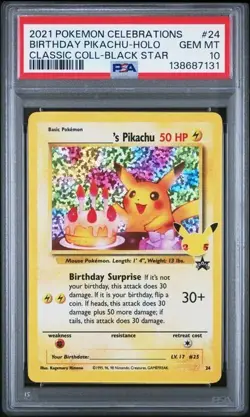 PSA 10 Birthday Pikachu #24 - Pokemon Celebrations - Pokemon TCG GEM MINT - Image 1