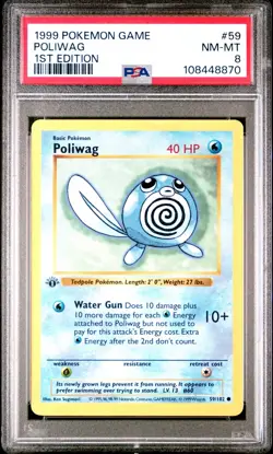 PSA 8 - Pokemon Card - 1st Edition Base 59/102 - POLIWAG- NM Shadowless - Image 1