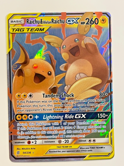 Raichu & Alolan Raichu GX 54/236 Sm-Unified Minds Holo Pokemon Card - Image 1
