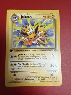 Pokemon TCG Jolteon Jungle 1st Edition Non-Halo Card 20/64 Rare LP - Image 1