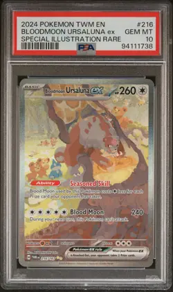2024 POKEMON TWM EN-TWILIGHT MASQUERADE #216 BLOODMOON URSALUNA EX PSA 10 - Image 1