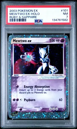2003 POKEMON EX RUBY & SAPPHIRE #101 MEWTWO EX-HOLO PSA 7 - Image 1