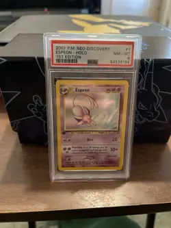 2001 POKEMON NEO DISCOVERY 1 ESPEON-HOLO 1ST EDITION PSA 8 1/75 - Image 2