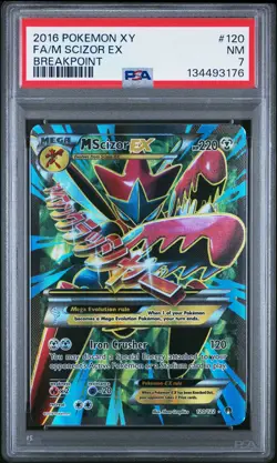 2016 POKEMON XY BREAKPOINT #120 FULL ART/M SCIZOR EX PSA 7 - Image 1