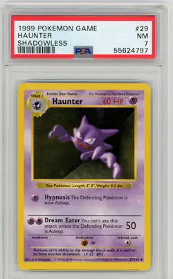Shadowless Haunter # 29/102 Base Set Pokemon Trading TCG Game Cards PSA 7 NM - Image 1