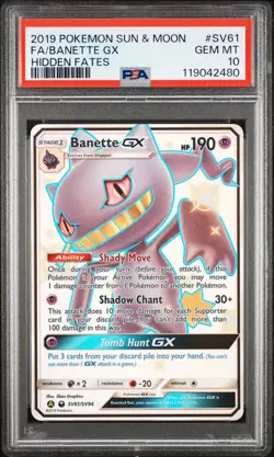 Banette Gx FA Hidden Fates 10 PSA #SV61 2019 Pokemon Sun & Moon Hidden Fates - Image 1