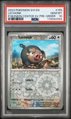 Lechonk Pokemon Center Sv Pre-Order PSA 10 #155 2023 Pokemon Scarlet & Violet - Image 1