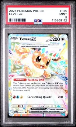 2025 Pokemon PRE EN Eevee ex Extended Art Double Rare #075 PSA 9 MINT - Image 1