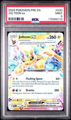 2025 Pokemon PRE EN Jolteon ex Extended Art Double Rare #030 PSA 9 MINT - Image 1