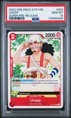 2022 One Piece Super Pre-Release Usopp ST01-0012 PSA 10 Gem Mint - Image 1
