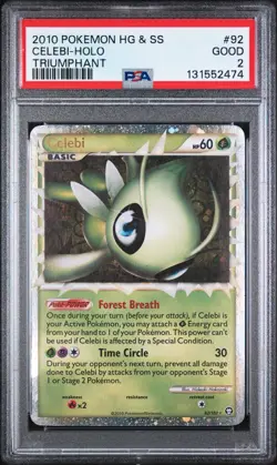 Pokemon Celebi Prime 92/102 HGSS Triumphant Holo English PSA 2 - Image 1