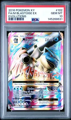 PSA 10 Gem Mint M Blastoise EX 102/108 Full Art FA 2018 Pokemon XY Evolutions - Image 1