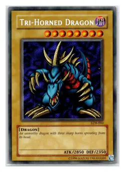 Tri-Horned Dragon () Secret Rare The Legend of Blue Eyes White Dragon LOB-000 MP - Image 1