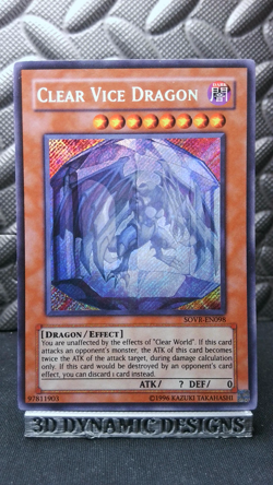 | Yugioh Clear Vice Dragon SOVR-EN098 Secret Rare Stardust Overdrive LP/MP | - Image 1