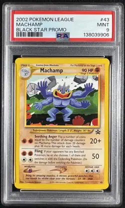 Machamp Black Star Promo #43 Pokemon Card WOTC Vintage - PSA 9 MINT - Image 1