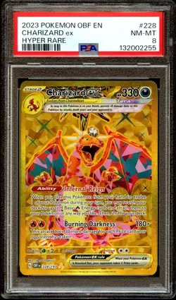 PSA 8 NM-MINT Charizard Ex 228/197 GOLD SECRET RARE HOLO Pokemon Card 255 - Image 2