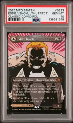 2025 MTG MARVEL'S SPIDER-MAN #0233 EDDIE BROCK/VENOM, LETHAL PROTECTOR PSA 10 - Image 1