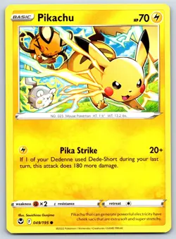 Pikachu - Silver Tempest 049/195 Souichirou Gunjima Pokemon TCG Card NM - Image 1