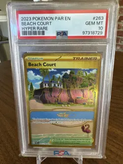 2023 Beach Court 263/159 *Gold* Hyper Rare Pokemon Paradox Rift PSA 10 Gem Mint - Image 1