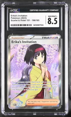 Pokemon 151 English Erika's Invitation Full Art Ultra Rare 196/165 Cgc 8.5 - Image 1
