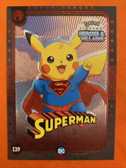 Superman (Pikachu) #E39 - Red Holo - Heros & Villains Flash Edition Pokemon - Image 1