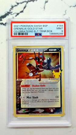 PSA 9 Greninja Gold Star 2021 SWSH144 Black Star Promo Celebrations Pokemon Card - Image 3