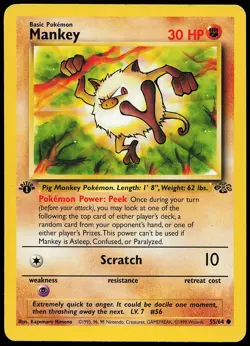 Mankey 55/64 Common Jungle 1st edition Pokemon Card - Image 1