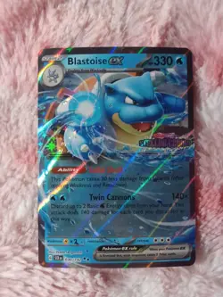 Pokemon TCG Blastoise ex 030/142 2024 Stellar Crown Stamped Promo Card - Image 1