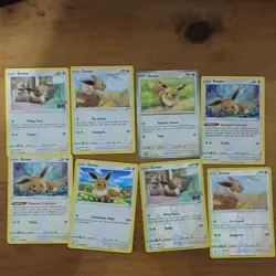 Pokemon Eevee Basic Regular Card Lot - 8 English Collectible Cards - Image 1