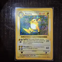 Pokemon TCG Raichu Base Set Holo Shadowless Rare Card 14/102 Vintage - Image 4