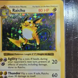 Pokemon TCG Raichu Base Set Holo Shadowless Rare Card 14/102 Vintage - Image 5