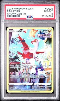 2023 POKEMON SWORD & SHIELD CROWN ZENITH #GG20 FULL ART/LATIAS PSA 8 - Image 1