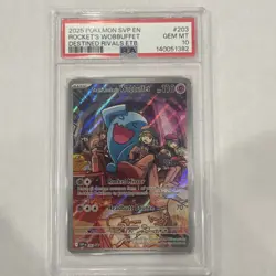 2025 POKEMON SVP EN-SV BLACK STAR PROMO #203 TEAM ROCKET'S WOBBUFFET PSA 10 - Image 1