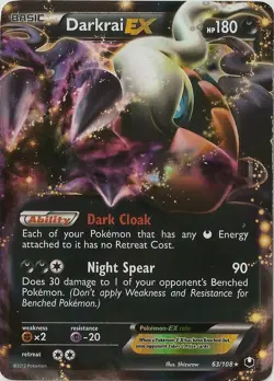 Moderately Played Darkrai-EX - 63/108 - Rare Holo EX Pokemon Dark Explorers - Image 1