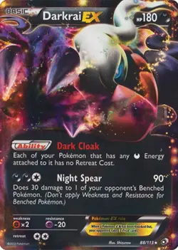 Moderately Played Darkrai-EX - 88/113 - Rare Holo EX Pokemon Legendary Treasures - Image 1