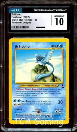 CGC 10 GEM MINT Articuno # 48 WOTC Black Star Promo Pokemon Card - Image 1