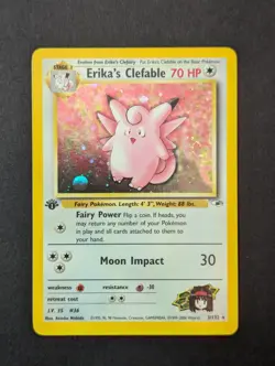 Erika's Clefable Gym Heroes Holo 1st Edition Pokemon TCG Vintage Card - Image 1