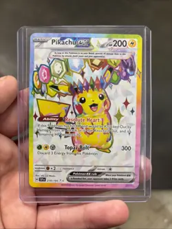 Pokemon TCG Sv08: Surging Sparks Pikachu EX Holo Card 219/191 - Image 1