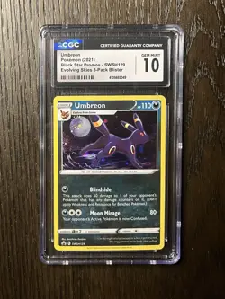 Umbreon CGC 10 Pokemon 2021 Evolving Skies Blister Promo SWSH129 Cosmos Swirl - Image 1