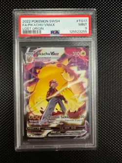 2022 POKEMON SWORD & SHIELD LOST ORIGIN #TG17 FULL ART/PIKACHU VMAX PSA 9 - Image 2