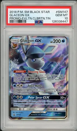 2018 Pokemon Sun & Moon Glaceon GX Evolution Tin Black Star Promo #SM147 PSA 10 - Image 1